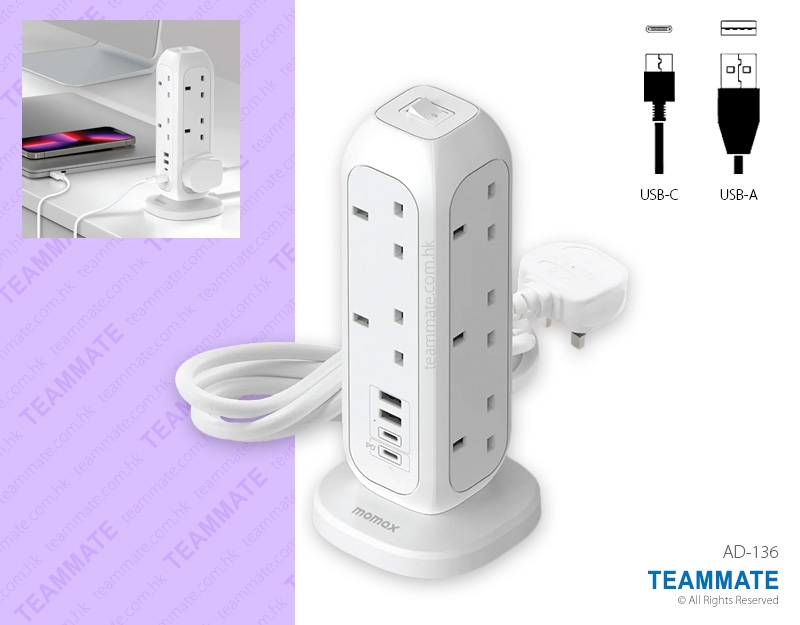 Momax 11位拖板  Momax 11-Outlet Power Strip With USB 