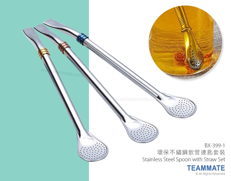 環保不鏽鋼飲管連匙套裝 Stainless Steel Spoon with Straw Set