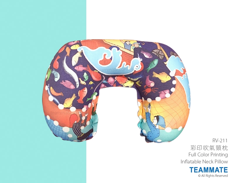 彩印吹氣頸枕 Full Color Printing Inflatable Neck Pillow