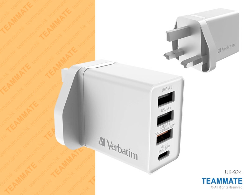 Verbatim USB充電器  Verbatim 4 Port USB Charger 