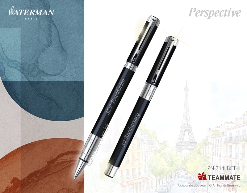 威迪文遠景純黑白夾寶珠筆  Waterman - Perspective Black CT Roller Ball Pen 