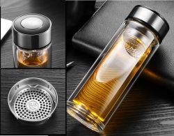 雙層玻璃杯連茶隔 Double Wall Glass Tumbler with Tea Strainer