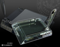 水晶便條座連筆插 Crystal Memo Holder with Pen Holder 