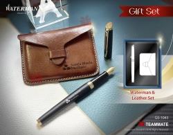 VIP套裝禮品 | 皮裝名片套配威迪文筆Waterman Pen  Gift Set (Waterman Pen + Leather Namecard Holder) 