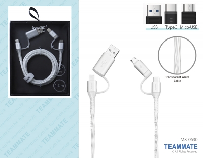 inno3C 四合一透明快速充電線 ｜數據線｜宣傳禮品｜充電線訂製 inno3C Transparent 4 in 1 Fast Charging Cable 