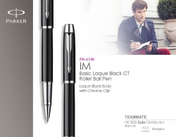 派克IM純黑麗雅白夾寶珠筆 Parker- IM Basic Laque Black CT Roller Ball Pen