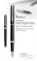 威迪文雋雅純黑白夾寶珠筆  Waterman - Hemisphere Black CT Roller Pen 