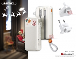 REMAX 22.5W自帶快充線牆插移動電源 (轉接器) (歐英規組合套裝) 10000mAh/20000mAh  